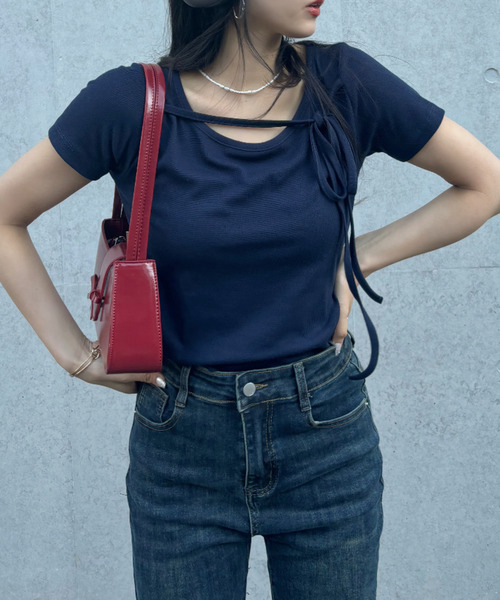 「Ada.」 半袖カットソー FREE ネイビー レディース_画像2