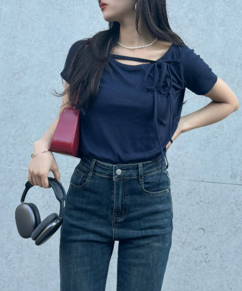 「Ada.」 半袖カットソー FREE ネイビー レディース_画像3