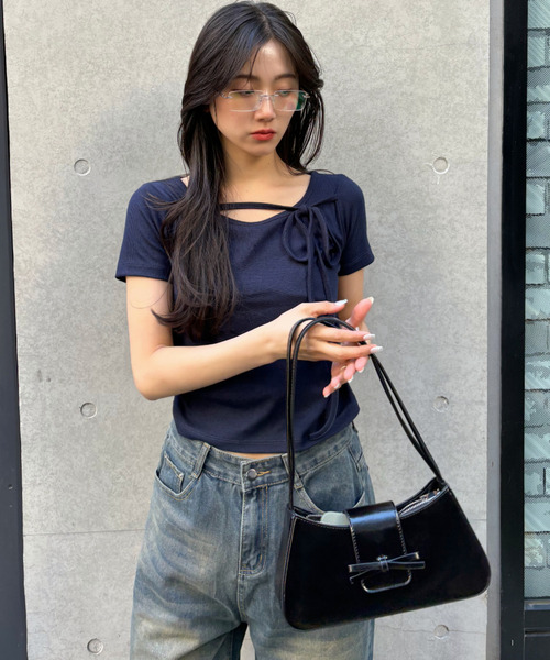 「Ada.」 半袖カットソー FREE ネイビー レディース_画像9