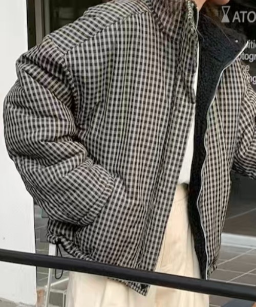 Ada. コート アウター 2WAY リバーシブル ボア チェック ブルゾン