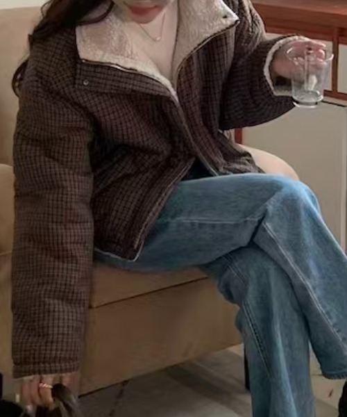 Ada. コート アウター 2WAY リバーシブル ボア チェック ブルゾン