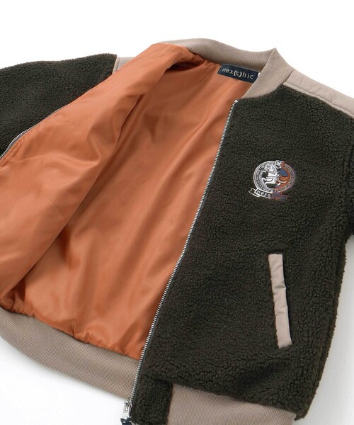 nexchic ma1 ma-1 ボアxタフタ切り替えMA-1(110~150cm) キッズ 子供服