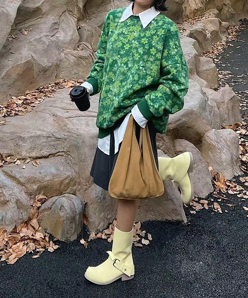 トレーナー スウェット HOOK for girls 総柄スウェット トレンド