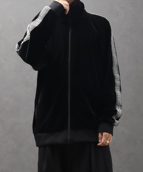 ブルゾン アウター モードサイドライン ベロアトラックジャケット