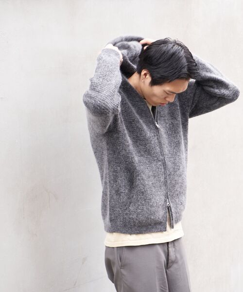 theory ジップ　ニットパーカーカーディガン　グレー 楽天市場】ファーフードジップニットカーディガン レディース 冬