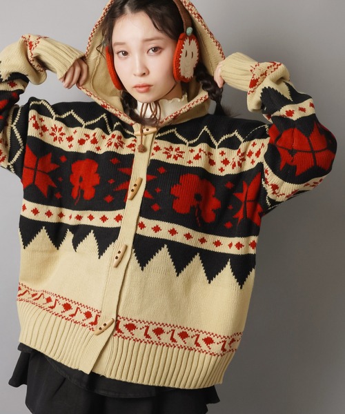 SPINNS（スピンズ） カーディガン 冬の森へ彡ノルディック風ジャガード