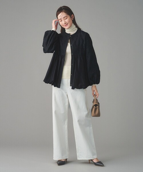 GISHA 2トーン ジャガード ジャケット　ネイビー　38 UNITED ARROWS GISHA 2トーン ジャガード ジャケット （NAVY