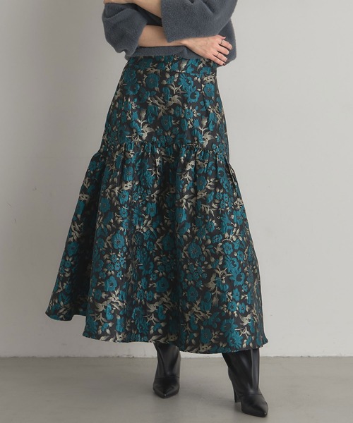 &. NOSTALGIA（ノスタルジア） スカート フラワージャガードスカート