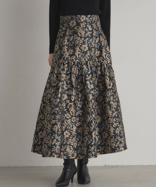 &. NOSTALGIA（ノスタルジア） スカート フラワージャガードスカート