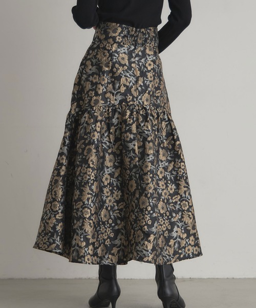 &. NOSTALGIA（ノスタルジア） スカート フラワージャガードスカート