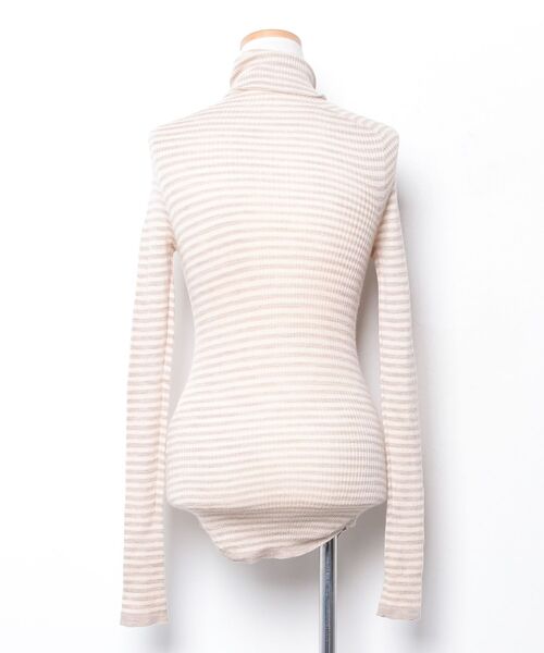 「iliann loeb」 ボーダー柄タートルネックニット - ベージュ レディース_画像2