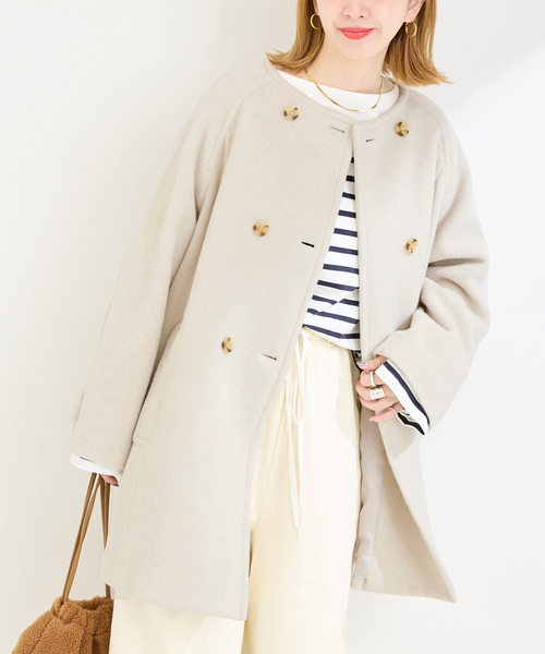 B.C STOCK Simplicite ノーカラーコート B.C STOCK（ベーセーストック） 「Simplicite」ノーカラーコート FREE