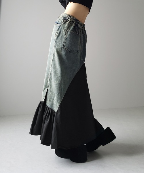 「me+em select」 デニムスカート FREE カーキ レディース_画像5