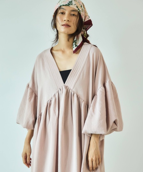 「Libra Cue」 7分袖ワンピース 1 ボルドー レディース_画像3