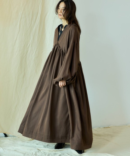 「Libra Cue」 7分袖ワンピース 1 ボルドー レディース_画像6