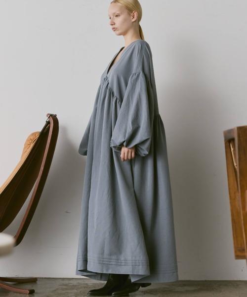 「Libra Cue」 7分袖ワンピース 1 ボルドー レディース_画像9