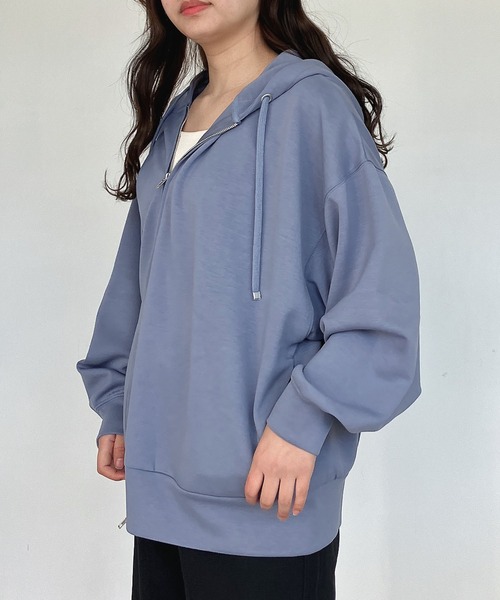 「AS KNOW AS plus」 ジップアップパーカー FREE チャコールグレー レディース_画像3