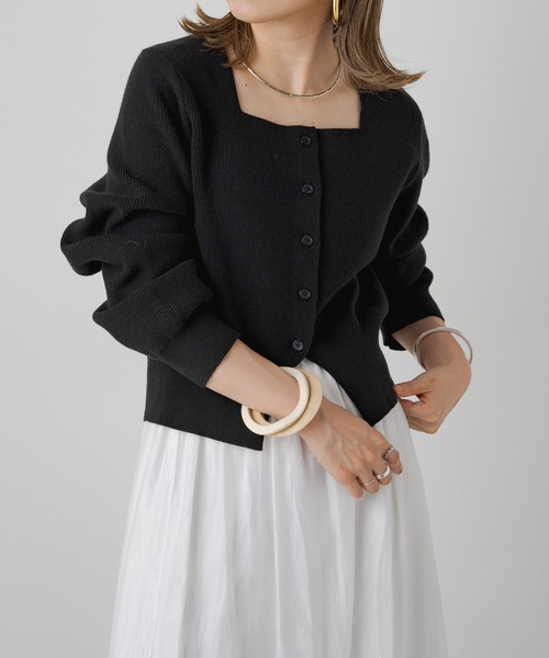 「Omekashi」 ニットカーディガン FREE チャコールグレー レディース_画像2