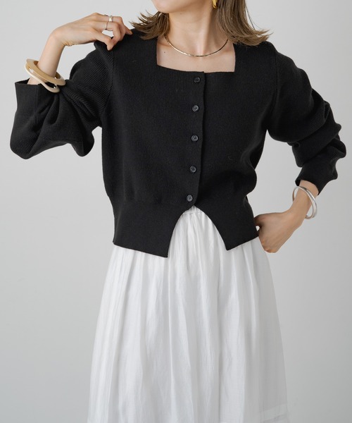 「Omekashi」 ニットカーディガン FREE チャコールグレー レディース_画像4