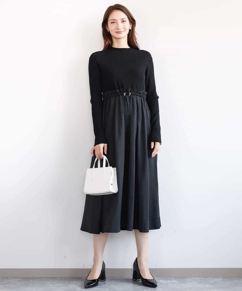 「MK MICHEL KLEIN」 ドッキングワンピース 38 ブラック レディース_画像2