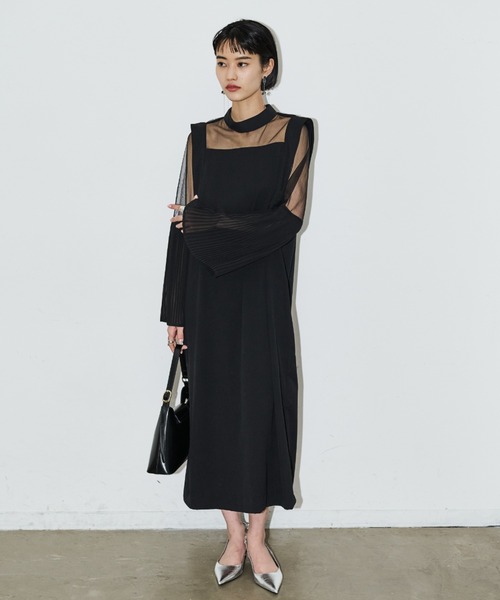 「AIC.」 長袖ワンピース FREE ブラック レディース_画像2