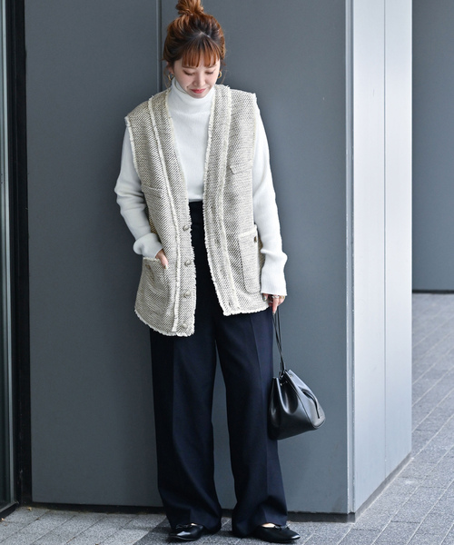 「B.C STOCK」 「Simplicite」ベスト FREE ネイビー レディース_画像2