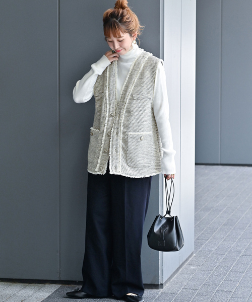 「B.C STOCK」 「Simplicite」ベスト FREE ネイビー レディース_画像3