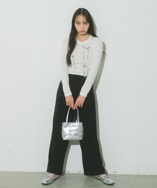 「Auntie Rosa」 「VANNIE U」長袖カットソー FREE ホワイト レディース_画像3