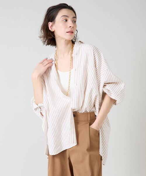 「Liesse」 長袖シャツ - ベージュ レディース_画像3