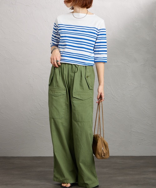 ORCIVAL（オーシバル） tシャツ ボートネック 5分袖ボーダーカットソー
