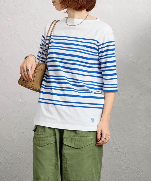 ORCIVAL（オーシバル） tシャツ ボートネック 5分袖ボーダーカットソー