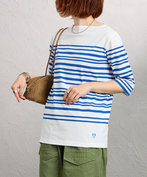 ORCIVAL（オーシバル） tシャツ ボートネック 5分袖ボーダーカットソー