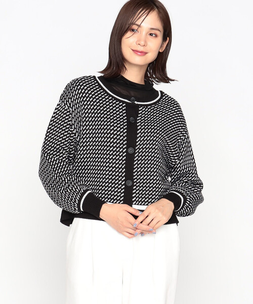 「COMME CA ISM」 ニットカーディガン MEDIUM ブラック レディース_画像3