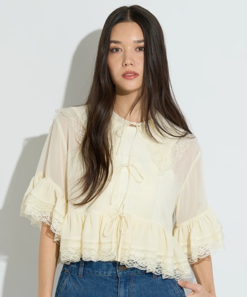 ANNA SUI - 【美品】アナスイ-ANNA SUI-フェイクレイヤードブラウスニット ブラウス シャツ 半袖 ANNA SUI NYC/アナ スイ エヌワイシー