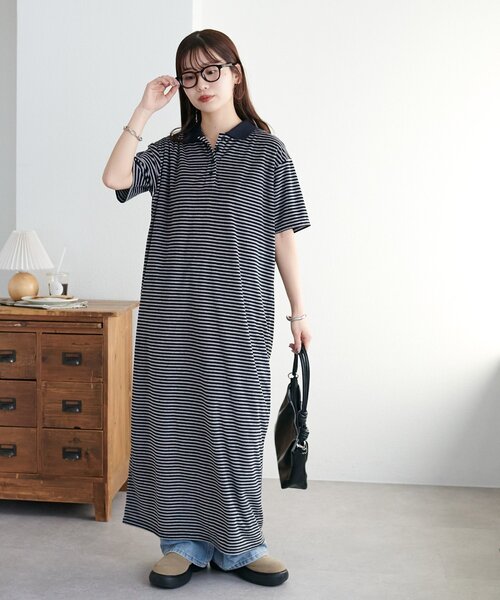 ち*ー様 新品タグ付き♡ラルフローレン♡ ボーダーコットンワンピース　グラデーシ Discoat（ディスコート） ワンピース 「WEB限定」衿付きボーダー