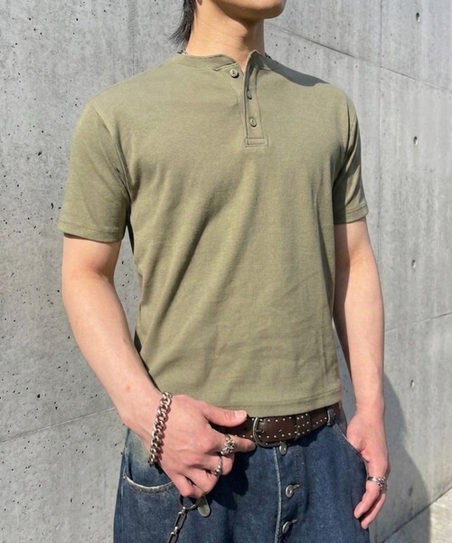 link lot ヘンリーネック tシャツ スパンリブヘンリーネックTシャツ