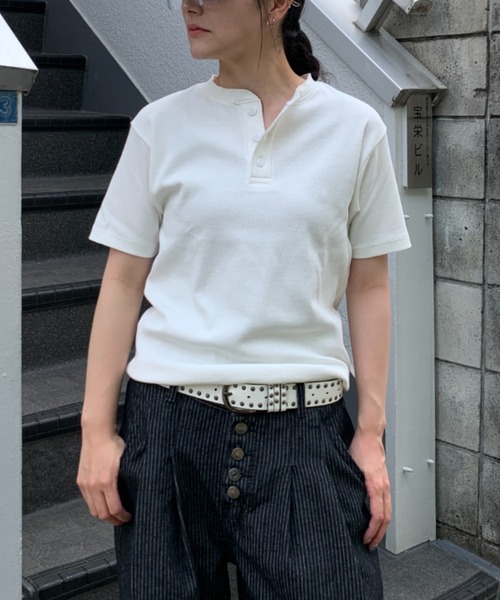 link lot ヘンリーネック tシャツ スパンリブヘンリーネックTシャツ