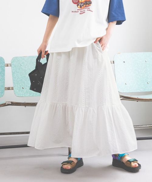 niko and…（ニコアンド） ロング スカート コットン刺繍スカート