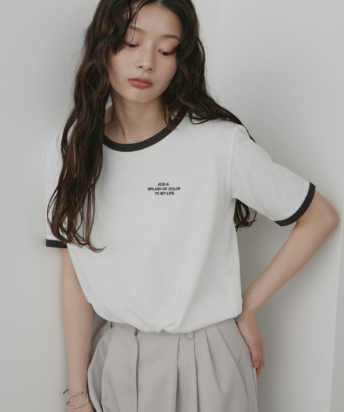 Aunt Marie's（アントマリーズ） tシャツ 半袖 刺繍ロゴリンガーT