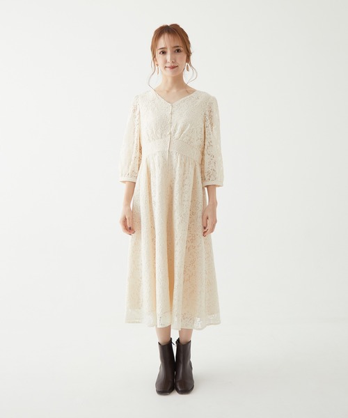 「BE RADIANCE」 7分袖ワンピース S アイボリー レディース_画像9