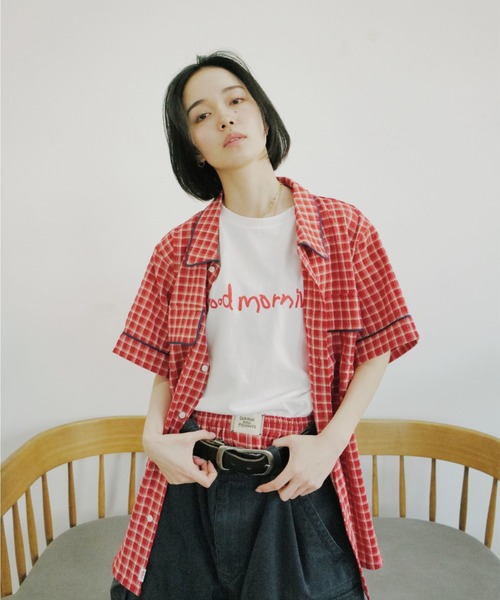 「common gull products.」 7分袖ブラウス LARGE ライトブルー レディース_画像2