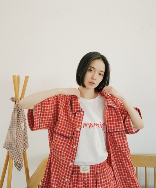 「common gull products.」 7分袖ブラウス LARGE ライトブルー レディース_画像8