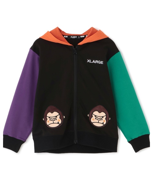 新品未使用L120cm〜130cm黒エクストララージキッズファニーゴリラ総柄甚平 XLARGE KIDS（エクストララージ キッズ） パーカー ファニーゴリラ