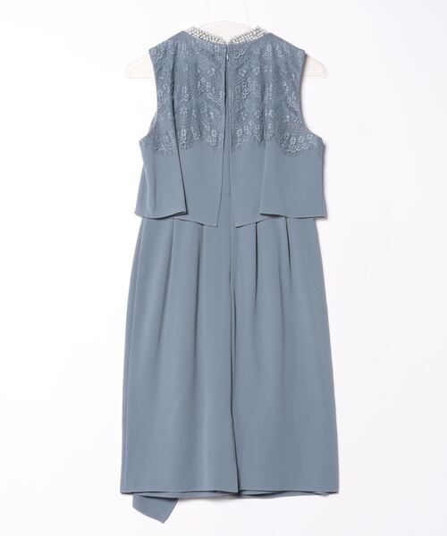 Fashion Letter ドレス ネックビジューレース切り替えタイト結婚