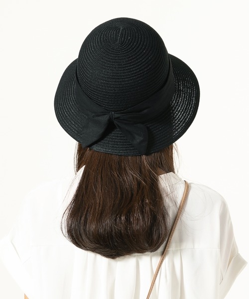 QUEENHEAD 帽子 ハット 紐付き りぼんバケットストローハット