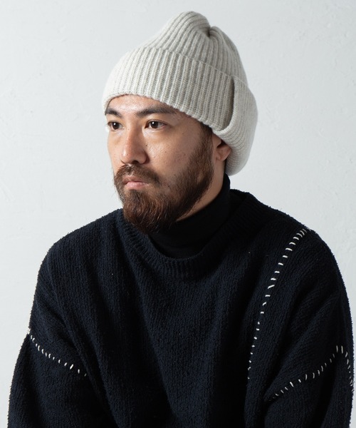RACAL イヤー ニットワッチ ニットキャップ ビーニー ライトグレー RACAL（ラカル） RACAL Dog-ear Tab Knit Watch 日本製 イヤーフラップ