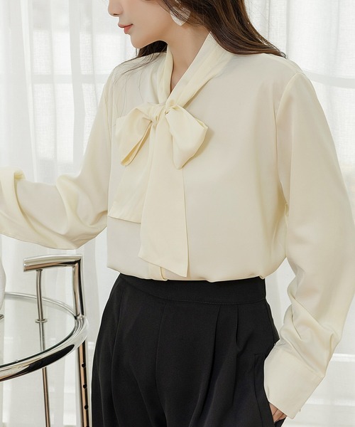 ブラウス シャツ 「ZOZO限定」ストレッチツイル2WAY ボウタイシャツジャケット レディース ur's ブラウス シャツ 2wayボウタイブラウス レディース
