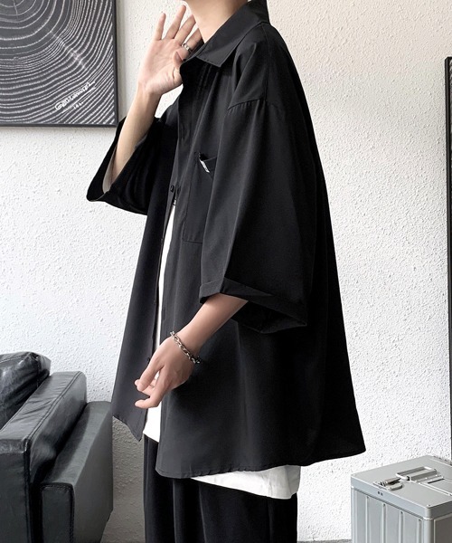 シャツ 「FVLMEN」plane tie halfsleeve shirt/プレーン タイ