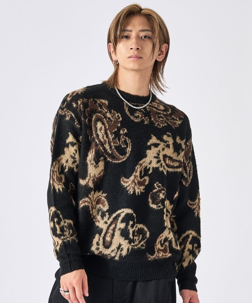 RE730 セーター ニット モヘアタッチクルーネックニット ビッグ