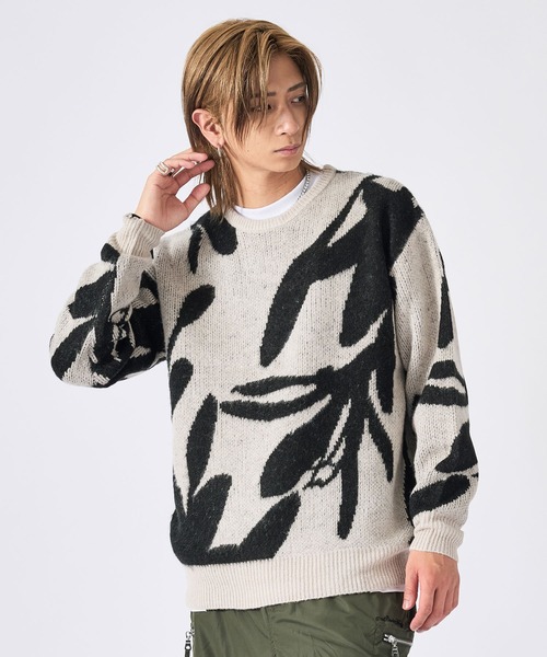 RE730 セーター ニット モヘアタッチクルーネックニット ビッグ